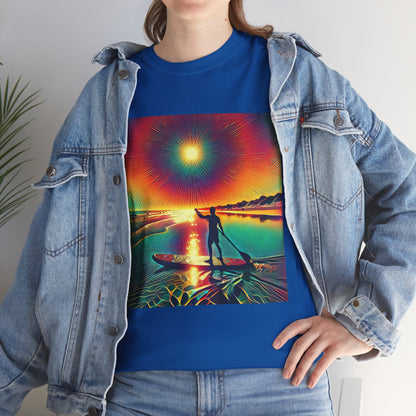 Delightful Paddle Board Adventure T-Shirt designed for water sports enthusiasts, featuring a premium quality fabric, available from Dazzling Dreams Studio.