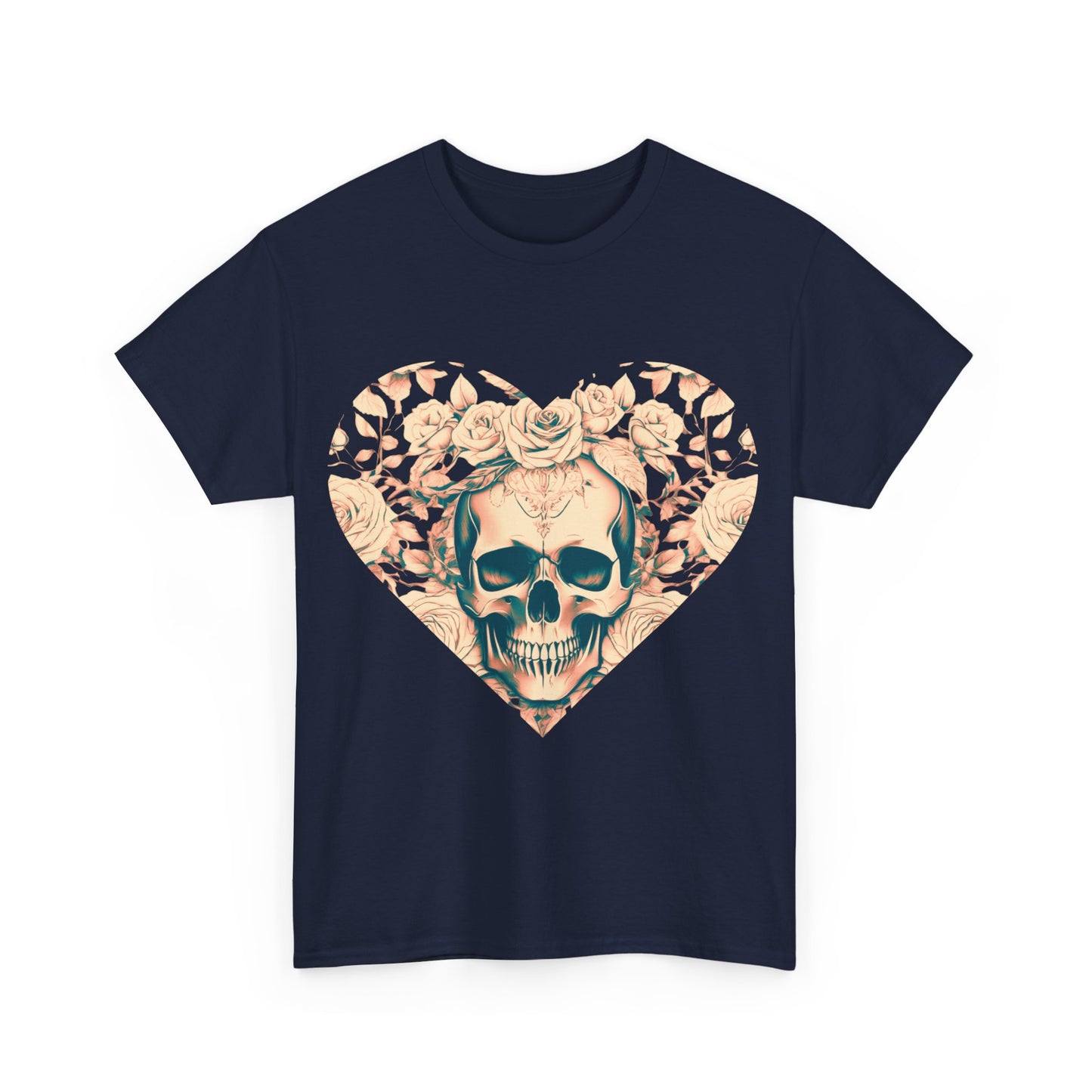 Skulls and Roses Cotton Tee, Unisex Graphic Shirt, 7 color choice