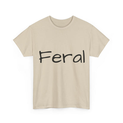 Feral Graphic Unisex T-Shirt featuring a bold 'Feral' print in a luxurious beige colour, ideal for artistic expressions.