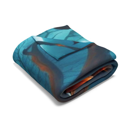 Folded Decorative and Warm Halloween Spooky Arctic Fleece Blanket showcasing a mystical design in rich colours, ideal for adding an elegant touch to your Halloween decor.