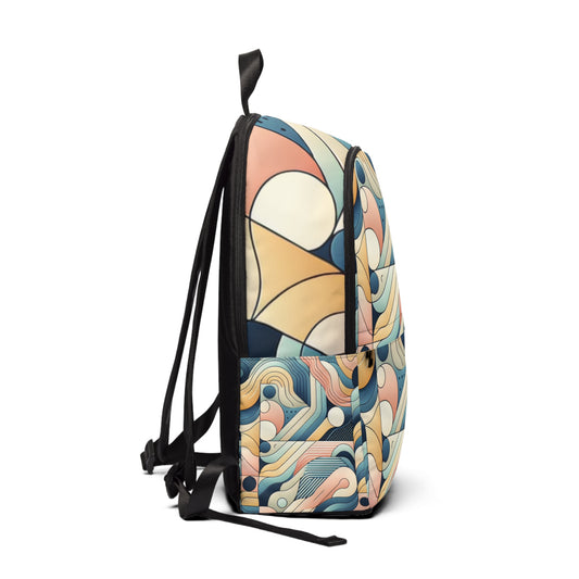 Interior view of Dazzling Dreams Studio's Modern Pastel Geometric Backpack, highlighting its spacious compartments and luxury materials.