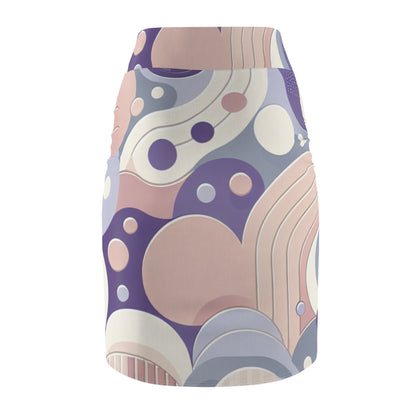 Contemporary design of a Pastel Purple Pencil Skirt with elegant globular pattern, perfect for sophisticated styling and improving your chic look.