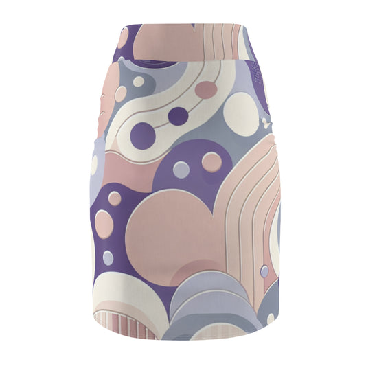Contemporary design of a Pastel Purple Pencil Skirt with elegant globular pattern, perfect for sophisticated styling and improving your chic look.