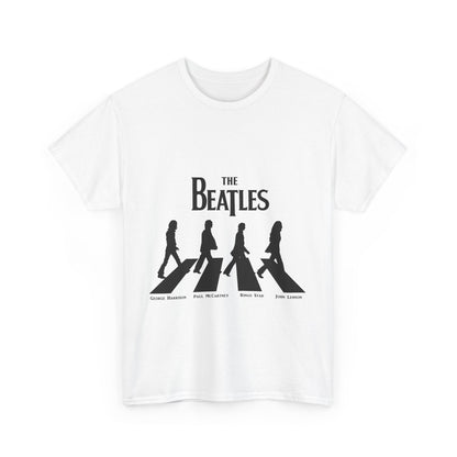 The Beatles Unisex Cotton Graphic Tee in white featuring the iconic Abbey Road logo, a timeless vintage style t-shirt for fans.