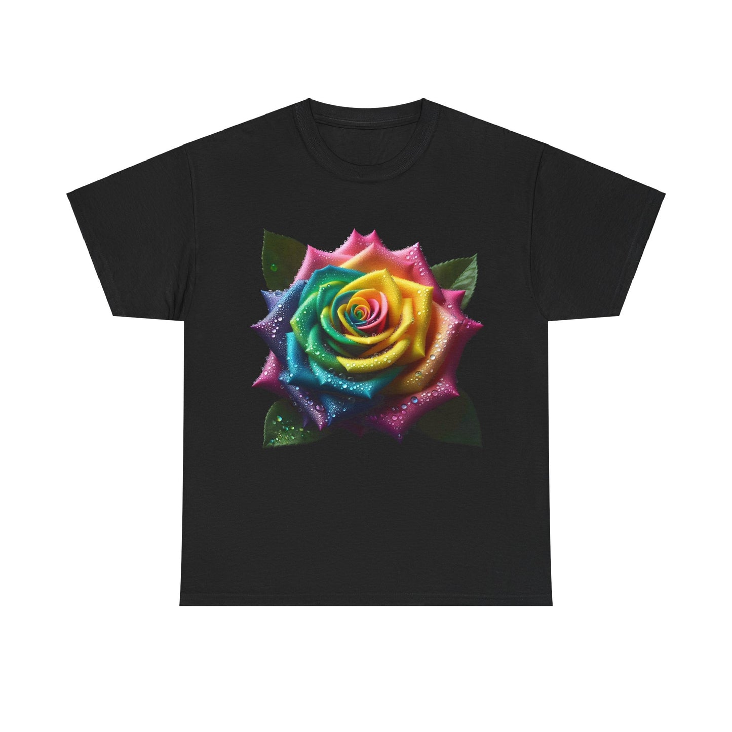 Rainbow Rose Unisex Cotton Tee Graphic T Shirt Unisex