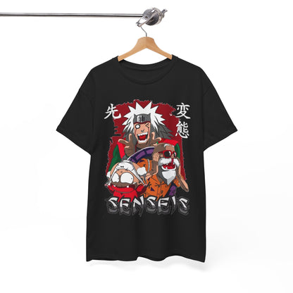 Stylish Sensei Graphic Tee hung on a clothes rack, highlighting its vivid graphic design and streetwear appeal.