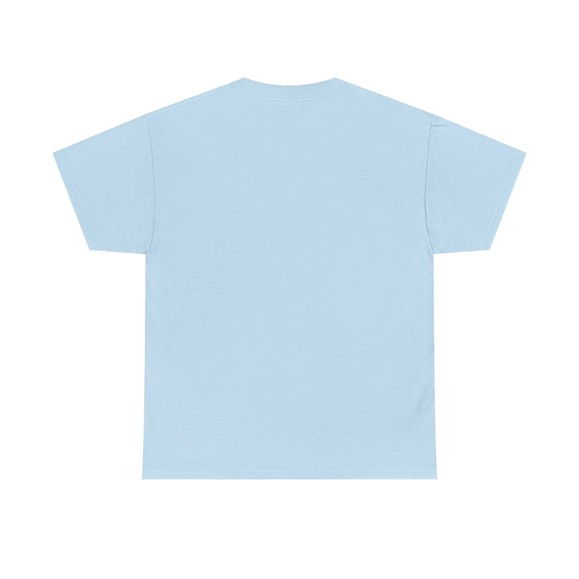 Back view of the Retro Racing Vintage Car Graphic T-Shirt, showcasing a minimalist design in light blue, made from high-quality cotton for a luxurious feel in urban streetwear.