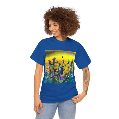 Luxurious Delightful Paddleboarding T-Shirt designed by Dazzling Dreams Studio, featuring a picturesque paddleboarding scene perfect for nature lovers.