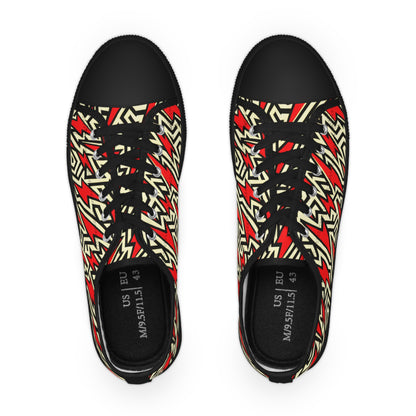 Close-up of Electra Thunderbolt Men's Lowtop Sneakers, showcasing the high-quality craftsmanship and chic aesthetic by Dazzling Dreams Studio, perfect for making a fashionable statement.