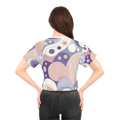 Complete outfit featuring a chic pastel purple crop top by Dazzling Dreams Studio, styled for a sophisticated yet comfortable look.