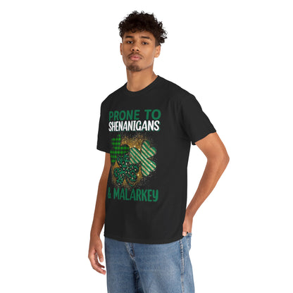 Male model wearing the St Patrick's Day Unisex Mens Womens Graphic Cotton Funny T Shirt Tee Vintage, showcasing its festive design and modern fit.