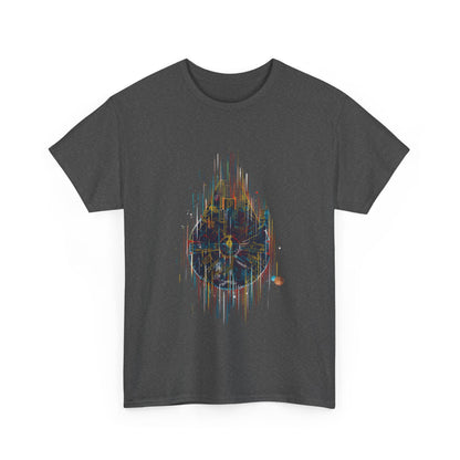 Front view of Millenium Falcon Abstract Art Graphic T-Shirt in urban grey, showcasing vibrant abstract design, perfect for style-conscious sci-fi enthusiasts.