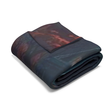 Folded Decorative and Warm Halloween Spooky Arctic Fleece Blanket, highlighting its sumptuous texture and spooky design, ideal for a sophisticated Halloween gathering.