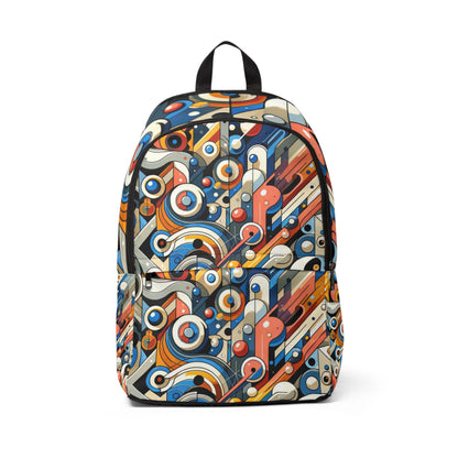 Vibrant Cartoon-Inspired Abstract Backpack by Dazzling Dreams Studio, showcasing a playful and sophisticated design with bold colours and whimsical comic motifs, perfect for modern fashion enthusiasts.
