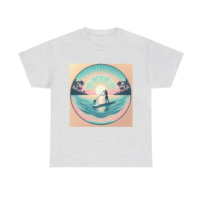 Close-up view of the Delightfull Paddle Board T-Shirt fabric, designed by Dazzling Dreams Studio, highlighting its lightweight and breathable material for comfort and durability.