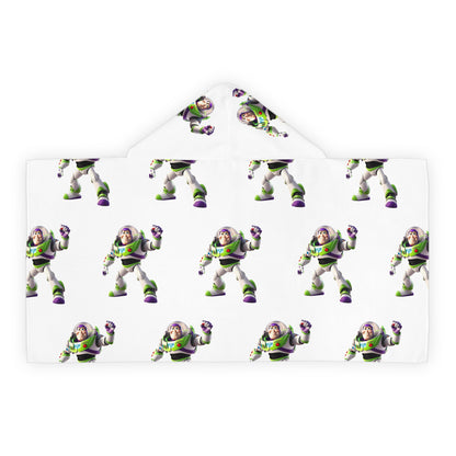 Luxurious Child's Hooded Towel featuring Toy Story Buzz Lightyear theme, showcasing vibrant and playful designs for an enchanting bath time experience.