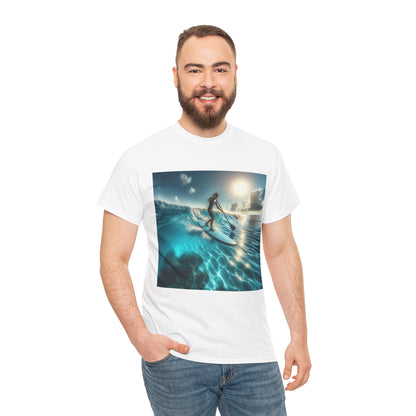 Elegant design of the Delightful Paddle Board T-Shirt, showcasing a serene paddleboarding image, tailored for nature lovers by Dazzling Dreams Studio.