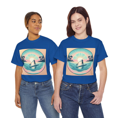 The Delightfull Paddle Board T-Shirt by Dazzling Dreams Studio displayed in various sizes, reflecting a commitment to style and comfort for every body type.