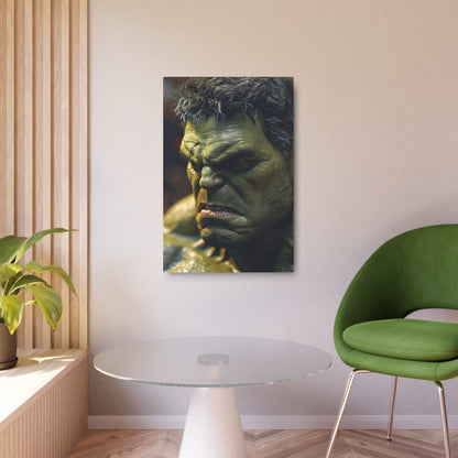 Marvel Hulk Metal Art Poster elegantly placed in a modern interior, showcasing the Hulk as a captivating focal point in luxury home decor.