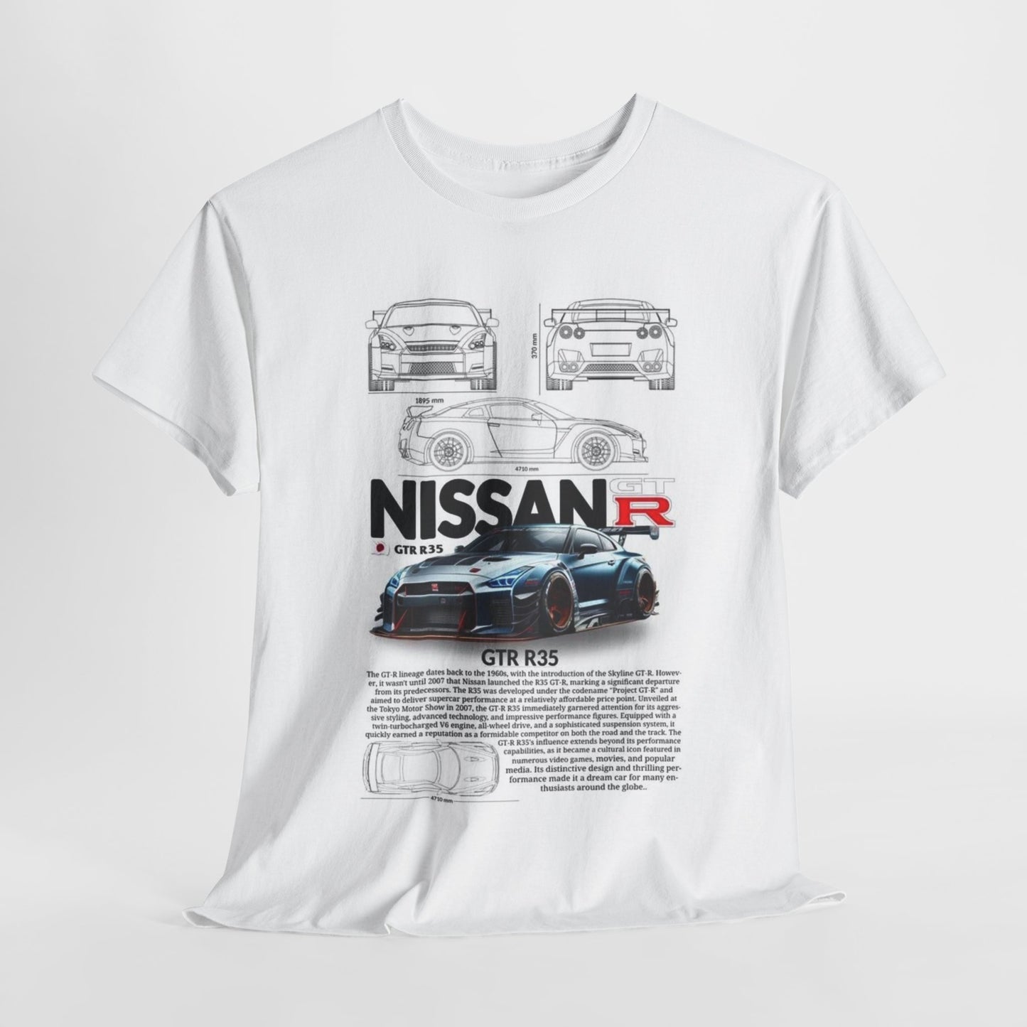 Nissan GTR R35 T-Shirt Men's Womens Technical Illustration Car Design Unisex Tee