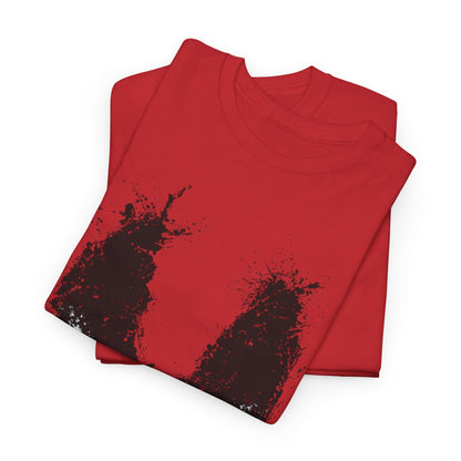 Deadpool Eyes Graphic Tee - Elegant stacked display of the unisex red t-shirt featuring iconic Deadpool eye design, ideal for fashion-forward individuals.