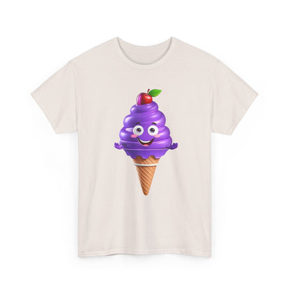 Front view of the Scoop of Joy: Cartoon Ice Cream Cone Character Tee, highlighting a vibrant cartoon ice cream cone character that exudes joy and playfulness.