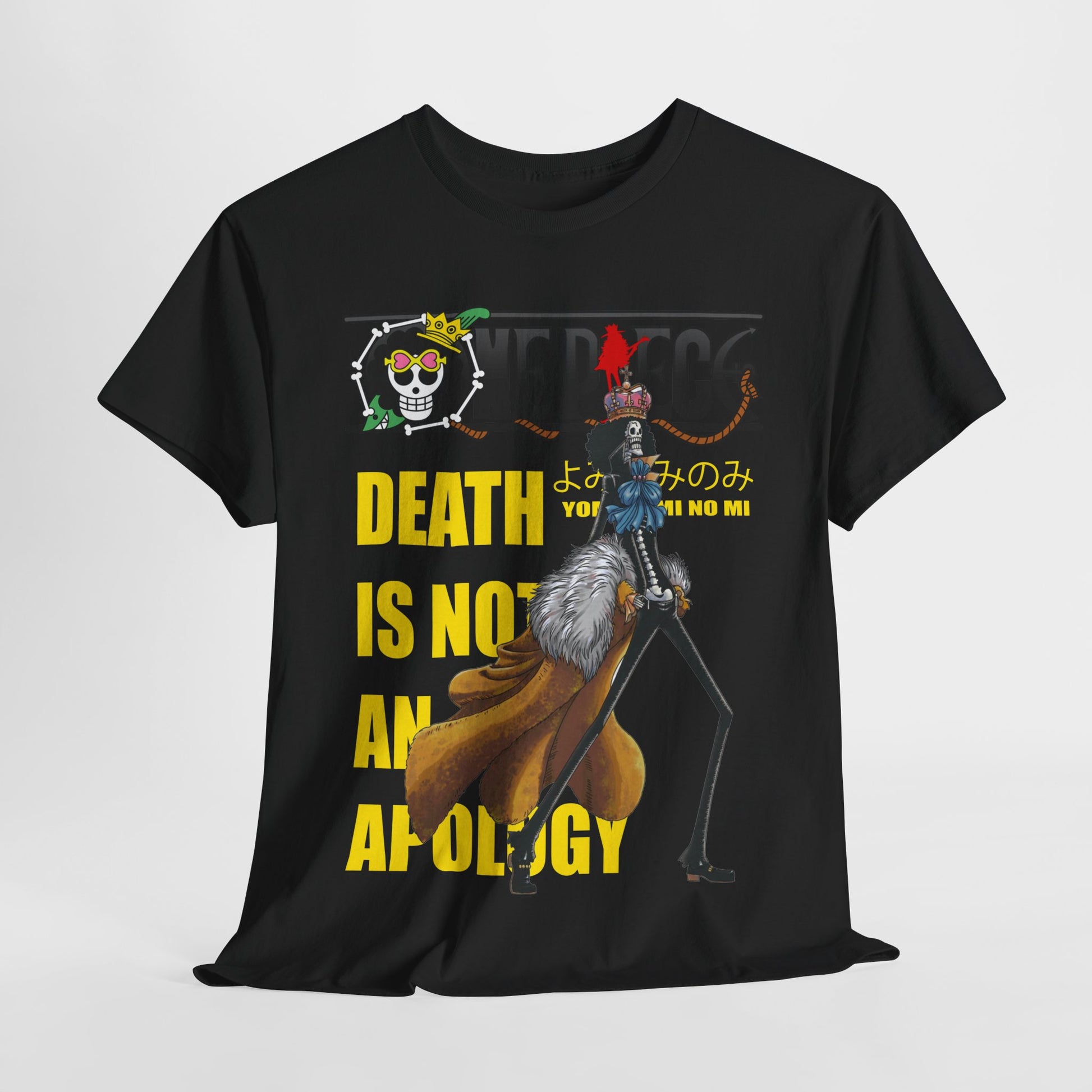 Stylish black t-shirt featuring a striking anime illustration with bold text, perfect for expressing individuality and passion for anime.