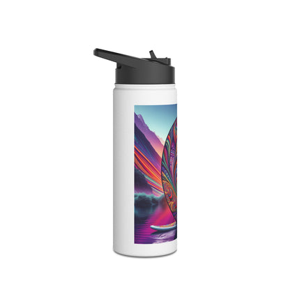 Artistic Fantasy Paddleboarding Stainless Steel Water Bottle in a modern design, perfect for adventurers wanting to hydrate in style.