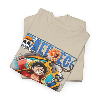 Folded luxury Monkey D. Luffy t-shirt showcasing exquisite design and attention to detail, perfect for stylish anime enthusiasts.