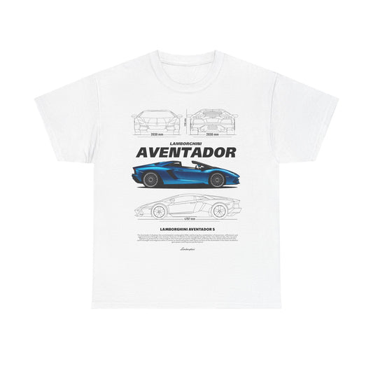 Luxury men's T-shirt featuring vivid Lamborghini Aventador S graphic design, perfect for style enthusiasts.