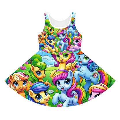 Isabella Lollipop Girls Sundress by Dazzling Dreams Studio featuring a vibrant all-over pony print, perfect for summer adventures.