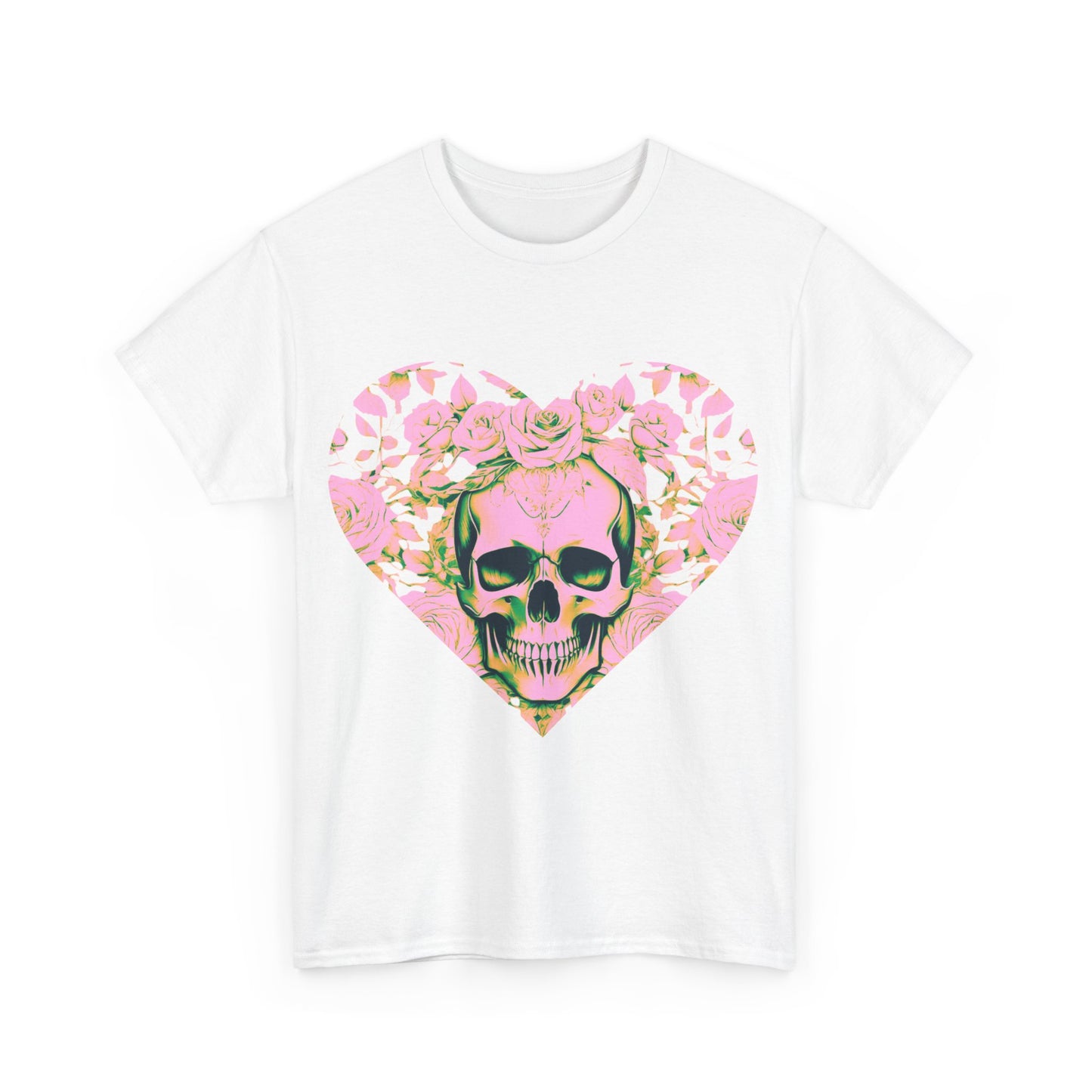 Skulls and Roses Cotton Tee, Unisex Graphic Shirt, 7 color choice