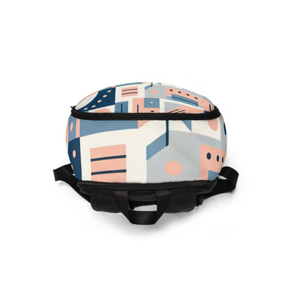 Close-up of the geometric patterns and pastel tones on the Luxurious Modern Pastel Geometric Backpack by Dazzling Dreams Studio, designed for sophisticated fashion lovers.