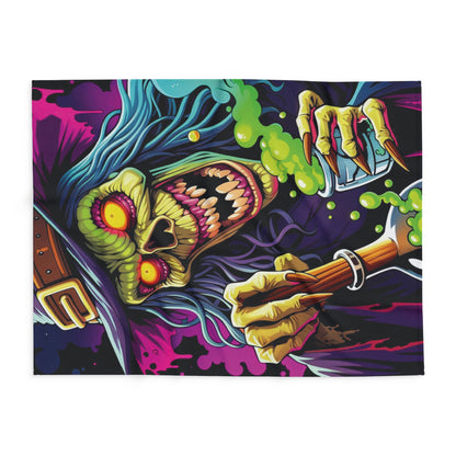 Sumptuous Decorative and Warm Halloween Spooky Arctic Fleece Blanket featuring a striking Halloween design, perfect for adding a touch of elegance to your decor