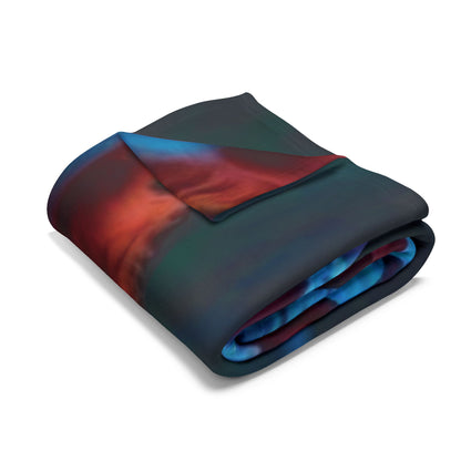 Premium Decorative and Warm Halloween Spooky Pennywise IT Arctic Fleece Blanket folded neatly, highlighting its plush texture and dark colour scheme for an upscale look.