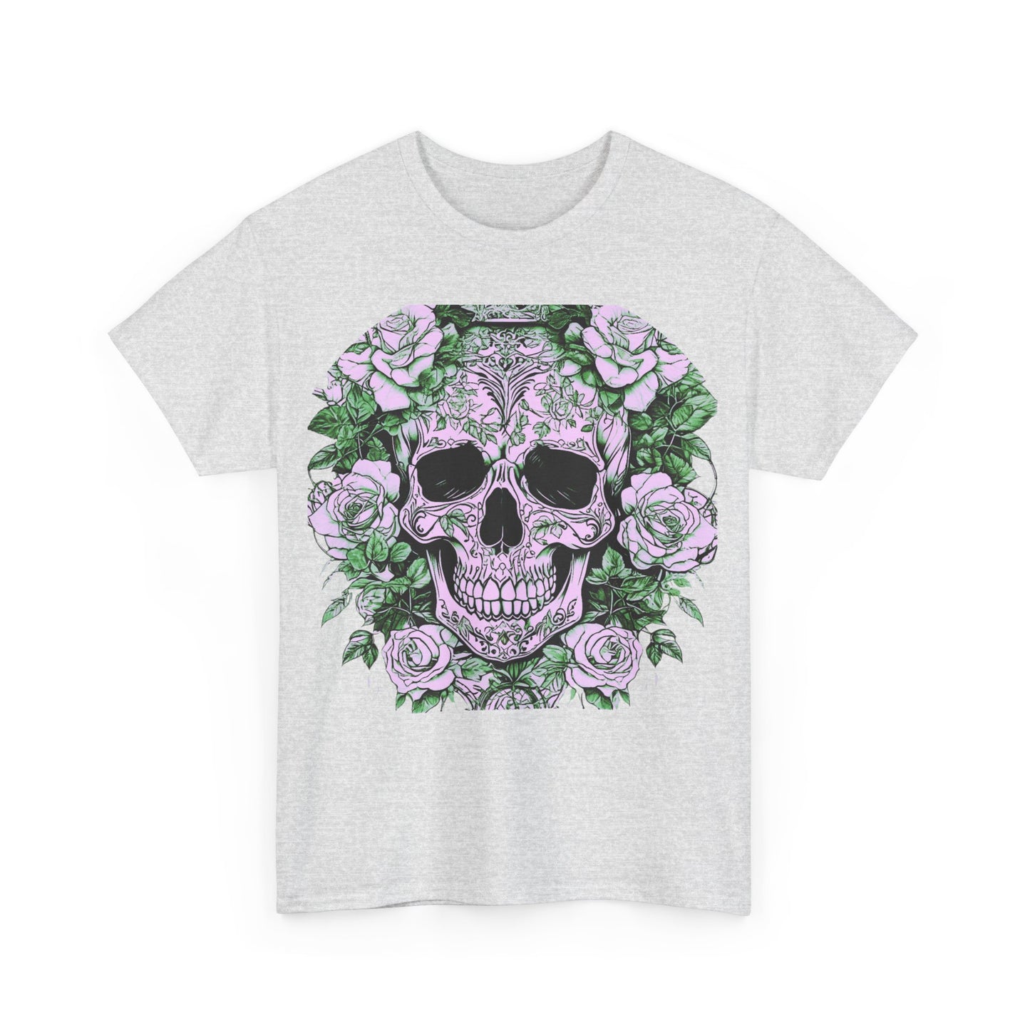 Skulls and Roses Cotton Tee, Unisex Graphic Shirt, 7 color choice