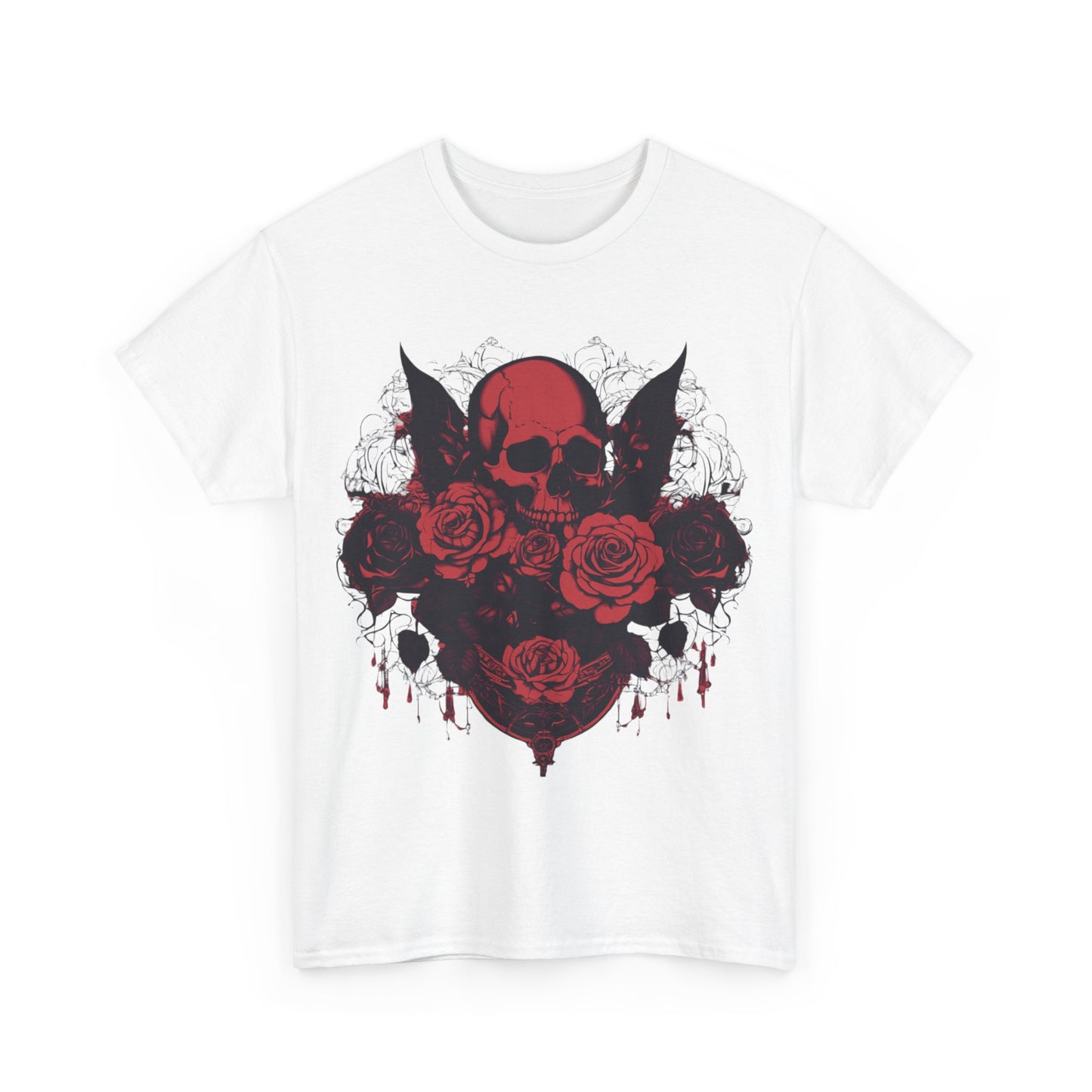 Skulls and Roses Cotton Tee, Unisex Graphic Shirt, 7 color choice