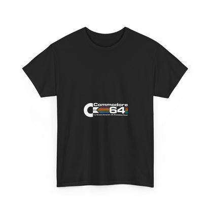 Commodore 64 Retro Christmas Graphic T-Shirt featuring a vintage design on a luxurious black unisex cotton tee, perfect for modern fashion enthusiasts.