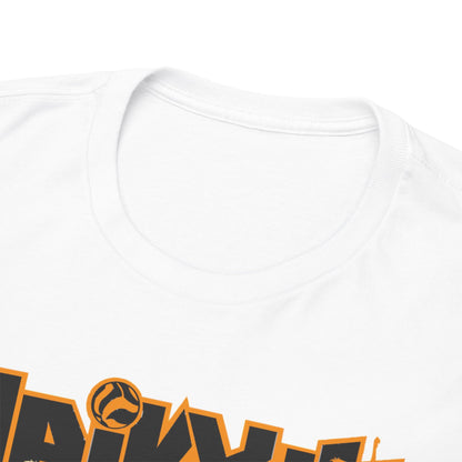 Close-up view of the neckline of a luxurious Haikyuu!! All-Stars T-Shirt, showcasing its premium quality fabric and meticulous stitching.