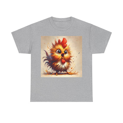 Explosive Joy Tee - Cartoon Bird Edition featuring an exuberant cartoon bird design, perfect for a lively outfit, available in stylish grey cotton.