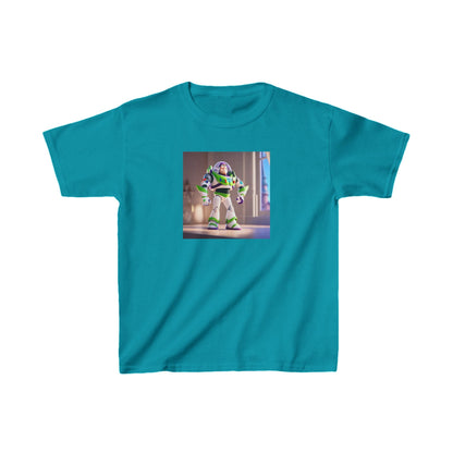 Kids Buzz Lightyear Heavy Cotton T-Shirt in teal, featuring a captivating image of Buzz Lightyear, designed for adventurous young fans. Available in an array of 16 beautiful colours.