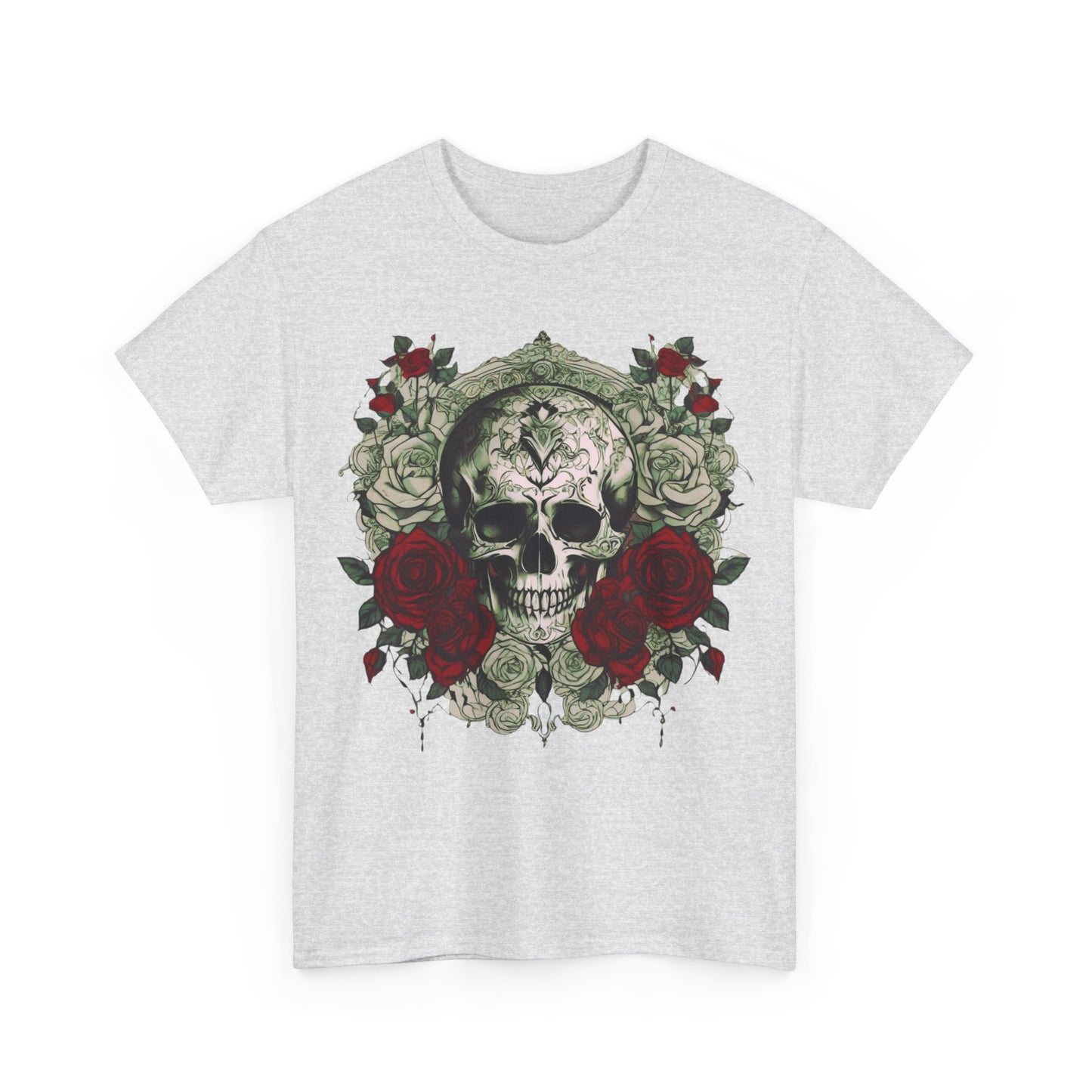 Skulls and Roses Cotton Tee, Unisex Graphic Shirt, 7 color choice