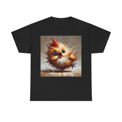 Explosive Joy Tee - Cartoon Bird Edition in black featuring a vibrant, dynamic bird illustration bursting with joy and energy.