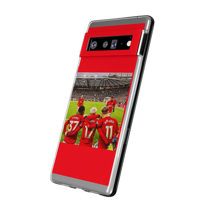 Side view of the Manchester United Mainoo Garnach Hojlund Soft Phone Case, elegantly rendered with a high-impact player image.