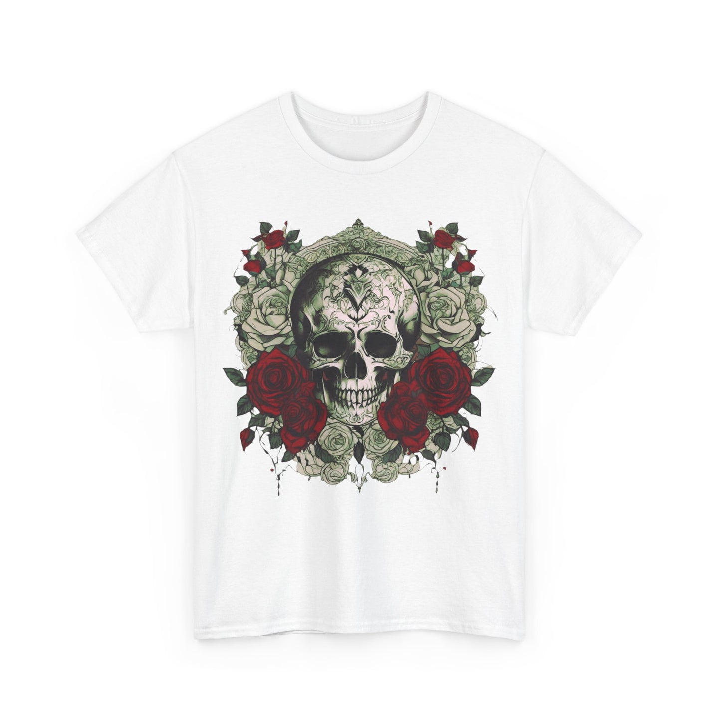 Skulls and Roses Cotton Tee, Unisex Graphic Shirt, 7 color choice