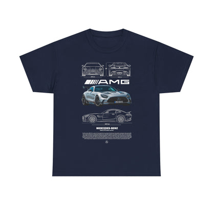 Classic navy men's t-shirt decorated with a striking AMG design, a must-have for any discerning Mercedes-Benz aficionado.