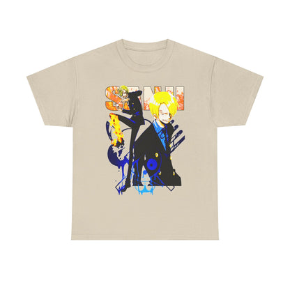 Chic beige t-shirt showcasing an artistic representation of an anime character, combining elegance and fandom for a unique fashion statement.