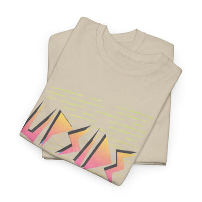 Elegant stacked beige t-shirts featuring the eye-catching 'UPSIDE DOWN' graphic design, suitable for casual yet trendy outfits.