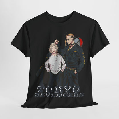 Luxury Tokyo Revengers anime t-shirt featuring a striking design with dynamic male characters, perfect for stylish streetwear enthusiasts.