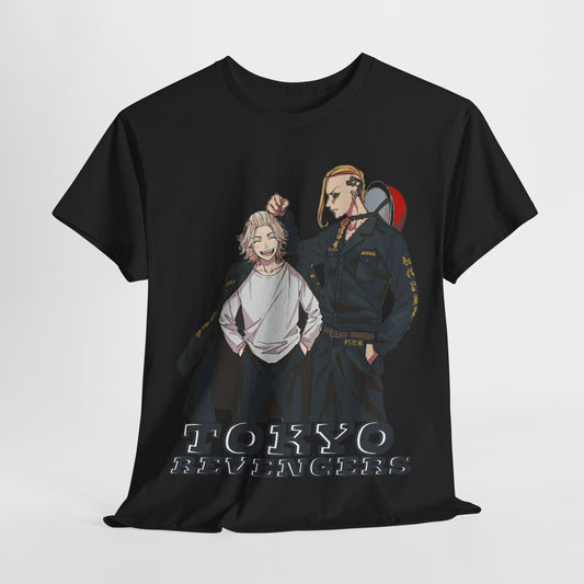 Luxury Tokyo Revengers anime t-shirt featuring a striking design with dynamic male characters, perfect for stylish streetwear enthusiasts.
